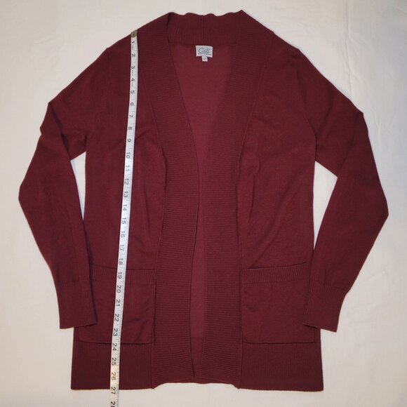Cielo Burgundy Open Front Knit Cardigan Sweater Womens Size Small - Picture 5 of 9